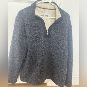 Orvis Men's Navy Blue Zip-Up Sweater